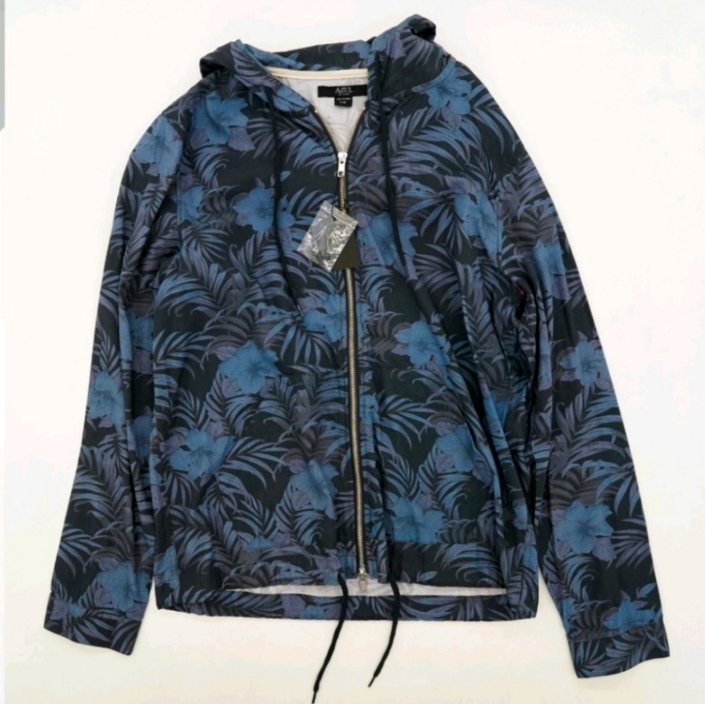 AZUL by Moussy Aloha Full Zip Hooded Jacket Tropical print sz Large